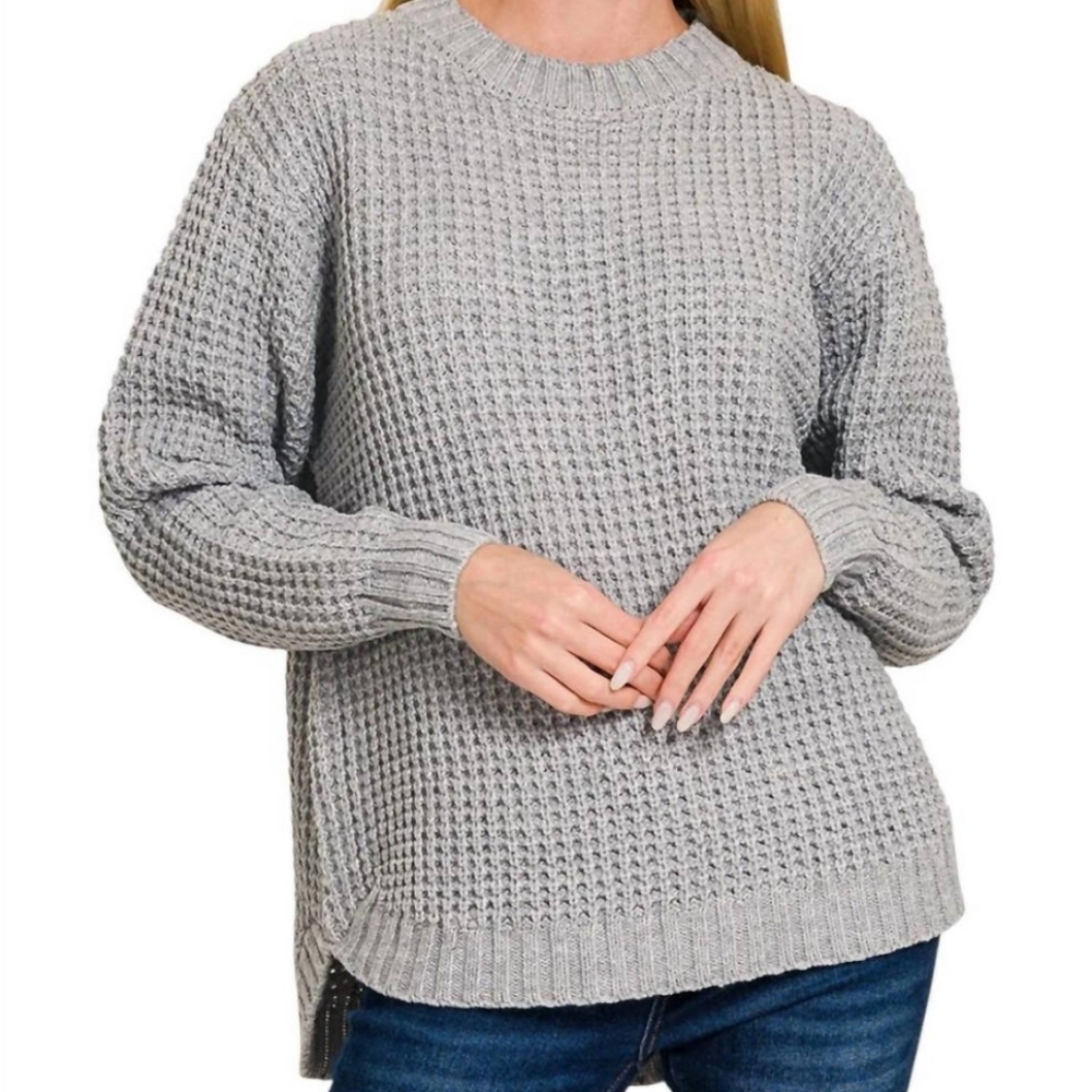 ZENANA Woman's Waffle Knit Sweater